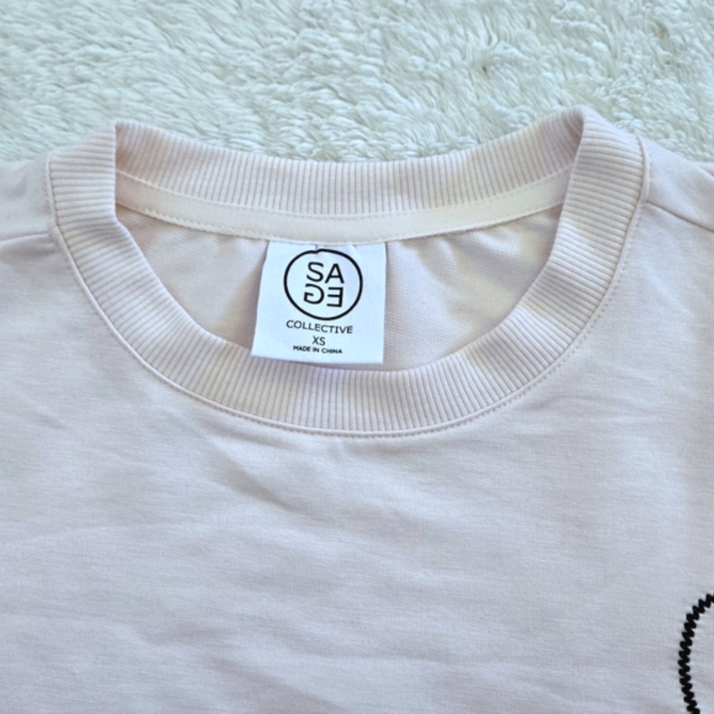 Sage🌿 Collective Stitched🪡 Open Black Heart🖤 Sweatshirt  - NWT - Picture 3 of 14
